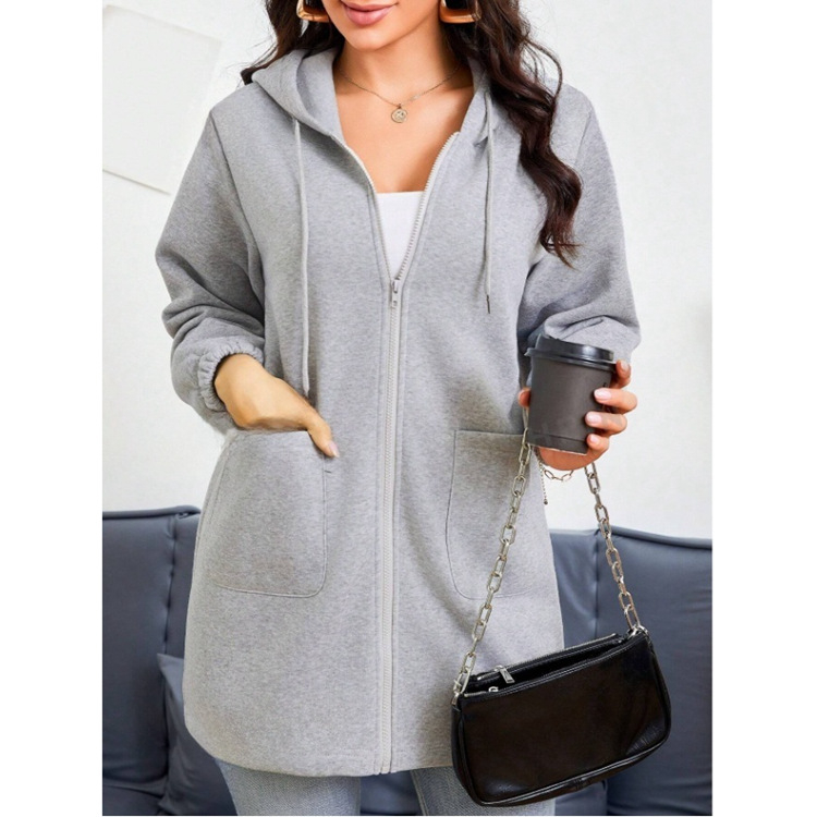 2024 Europa i Sjedinjene Države Amazon neovisna postaja jesen i zima prekogranični novi ženski labavi dugi kardigan s patentnim zatvaračem