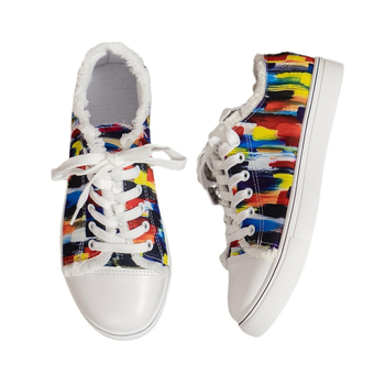 Pārrobežu plus izmēra audekla kurpes 2024. gada pavasarī, jaunas zemas kurpes ar rokām apgleznotas burvju grafiti audekla kurpes