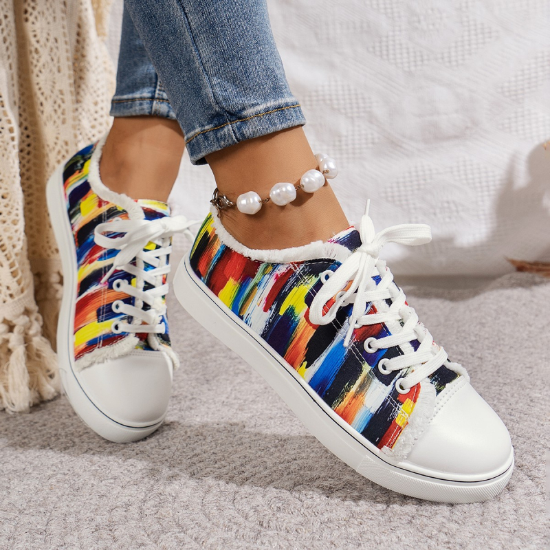 Pārrobežu plus izmēra audekla kurpes 2024. gada pavasarī, jaunas zemas kurpes ar rokām apgleznotas burvju grafiti audekla kurpes