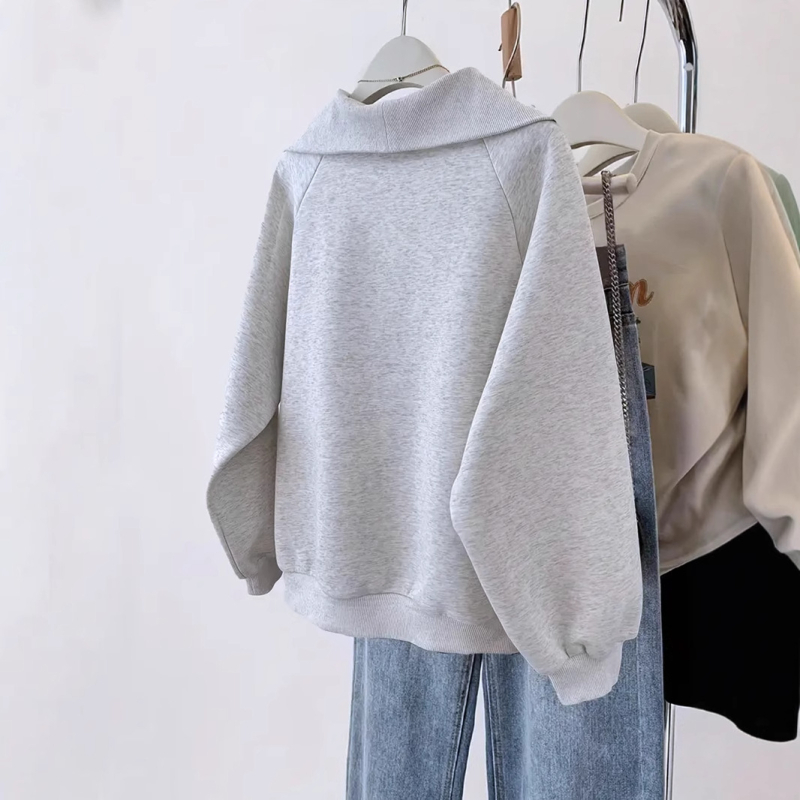 Cross-Border Hot Style 2024 Európska a americká Amazon Cross-Border Jesenná a zimná mikina s polovičným zipsom a veľkou klopou pre voľný čas