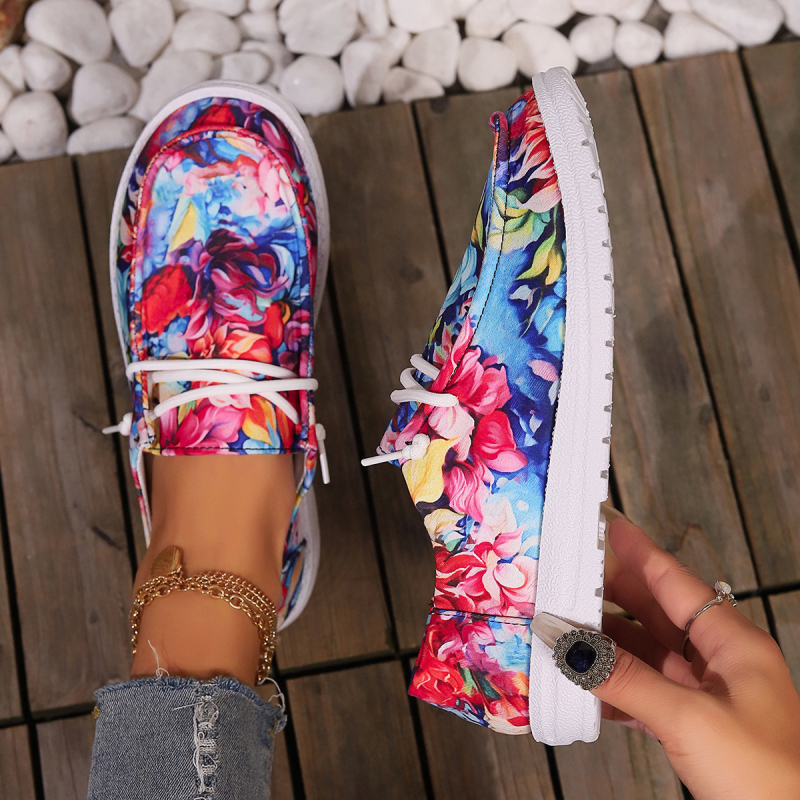 Nove modne platnene cipele za žene, velike veličine s okruglim vrhom i vezicama u europskim i američkim modnim detaljima