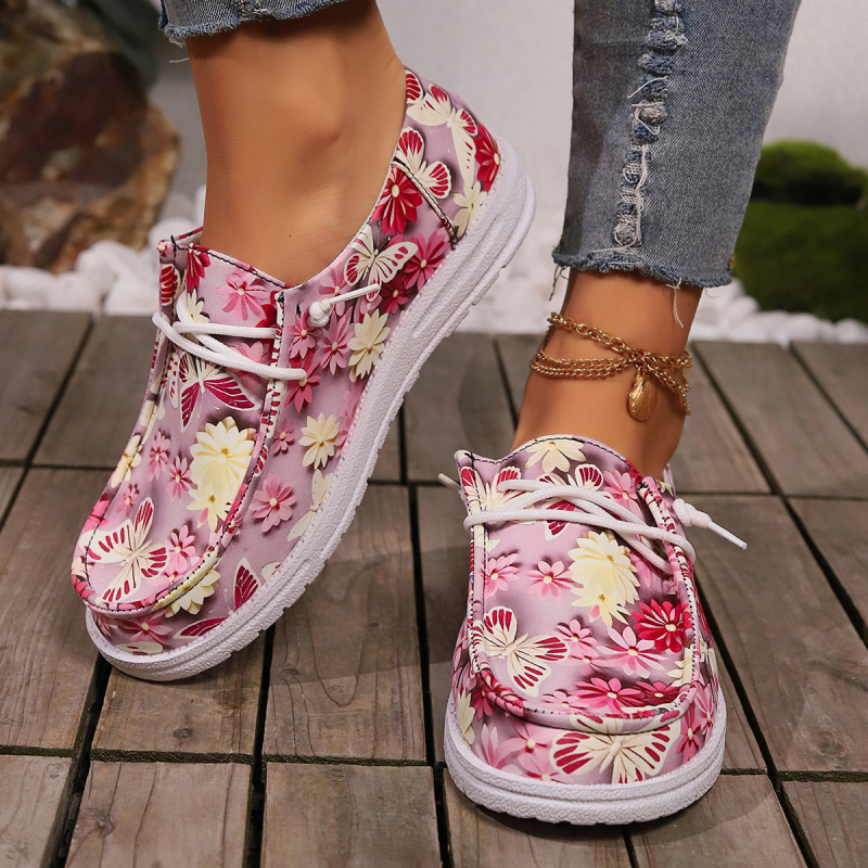 Nove modne platnene cipele za žene, velike veličine s okruglim vrhom i vezicama u europskim i američkim modnim detaljima