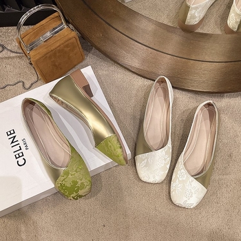 Φθινόπωρο 2024 Νέα μικρά παπούτσια Celebrant με τακούνι και σόλα, κινέζικο κεντημένο δίχτυ