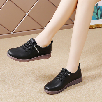 Mäkké kožené materské topánky s hovädzou podrážkou, mäkká podrážka, mäkká povrchová kožená obuv, jesenné nové topánky pre stredný a starší vek, pohodlné dámske topánky s hlbokým výstrihom