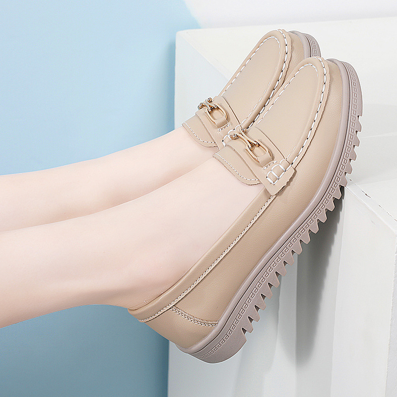 Cezhraničné materské topánky, protišmykové, priedušné, pre ženy stredného veku, plus veľkosť, mäkké spodné topánky z mäkkej kože, stredného veku, jarné a jesenné fazuľové topánky