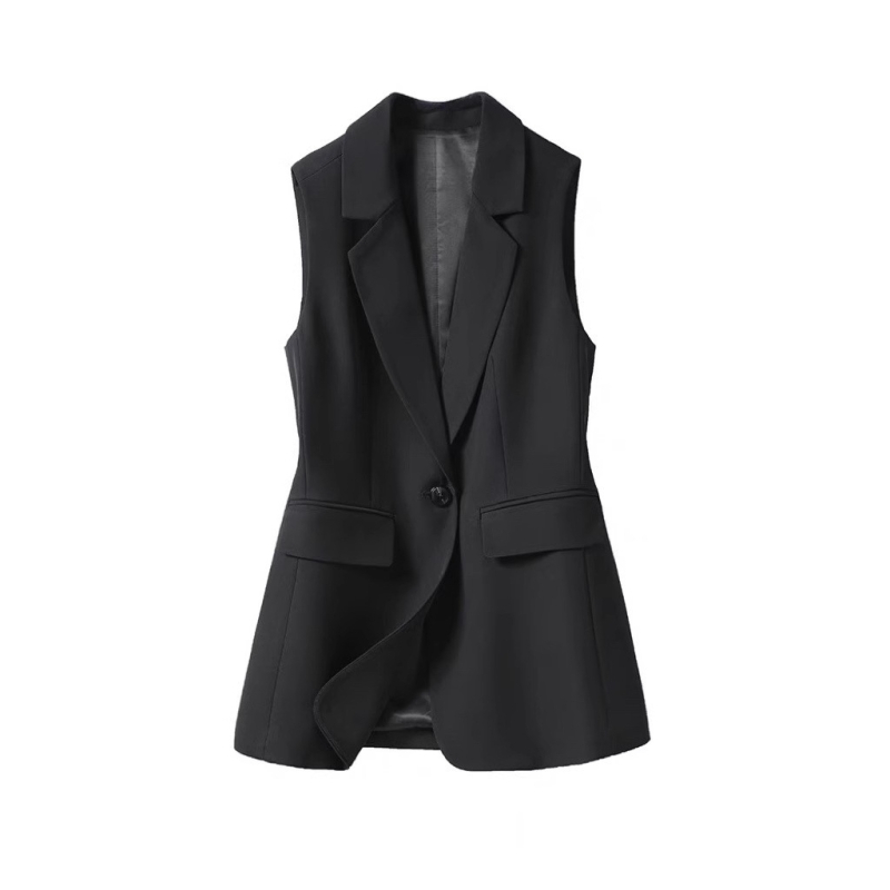 2025 Explosions Nová vesta pre ženy, vrchné oblečenie v západnom štýle, jar a jeseň, ležérny kardigan, módna čierna bunda strednej dĺžky