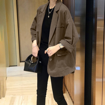 Khaki värvi ülikonnajakk väikestele naistele, lahtised suured suurused, vabaaja õhuke ülikond, kevad- ja sügiskollektsioon 2025, kevad- ja sügiskollektsioon, Euroopa jaam