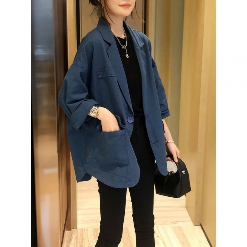 Khaki värvi ülikonnajakk väikestele naistele, lahtised suured suurused, vabaaja õhuke ülikond, kevad- ja sügiskollektsioon 2025, kevad- ja sügiskollektsioon, Euroopa jaam