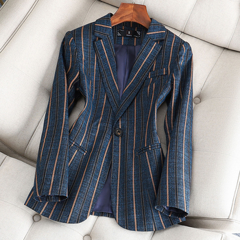 Висококачествено сако с вертикални райета, малък костюм, дамско яке, слим крой, пролет/есен 2025, нов елегантен корейски стил, ежедневен топ
