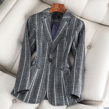 Γυναικείο μπουφάν με κάθετες ρίγες, στενή γραμμή, κομψό, casual τοπ κορεάτικου στιλ, άνοιξη & φθινόπωρο 2025