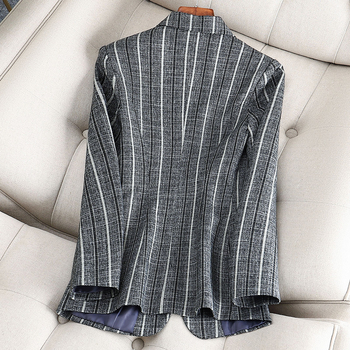 Γυναικείο μπουφάν με κάθετες ρίγες, στενή γραμμή, κομψό, casual τοπ κορεάτικου στιλ, άνοιξη & φθινόπωρο 2025