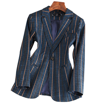 Γυναικείο μπουφάν με κάθετες ρίγες, στενή γραμμή, κομψό, casual τοπ κορεάτικου στιλ, άνοιξη & φθινόπωρο 2025