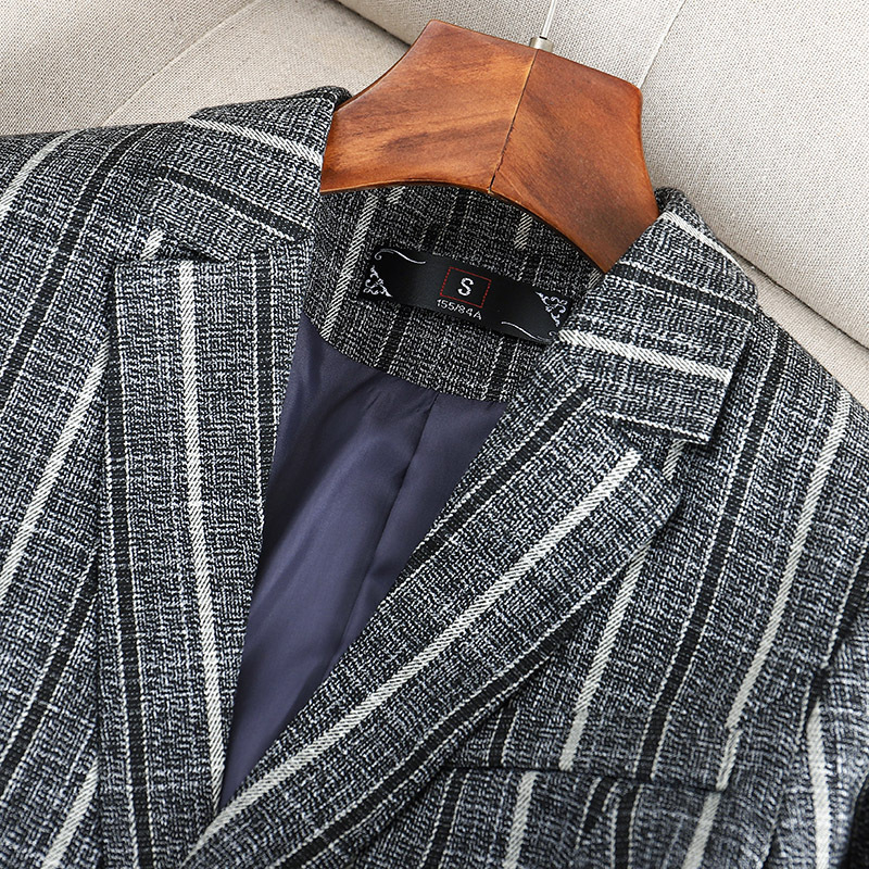 Висококачествено сако с вертикални райета, малък костюм, дамско яке, слим крой, пролет/есен 2025, нов елегантен корейски стил, ежедневен топ