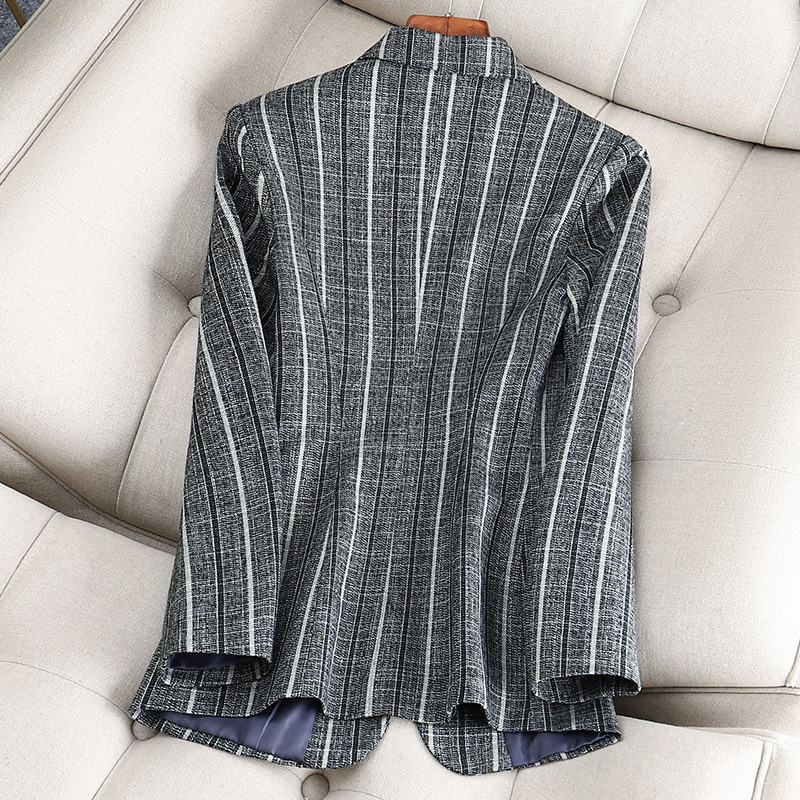 Висококачествено сако с вертикални райета, малък костюм, дамско яке, слим крой, пролет/есен 2025, нов елегантен корейски стил, ежедневен топ