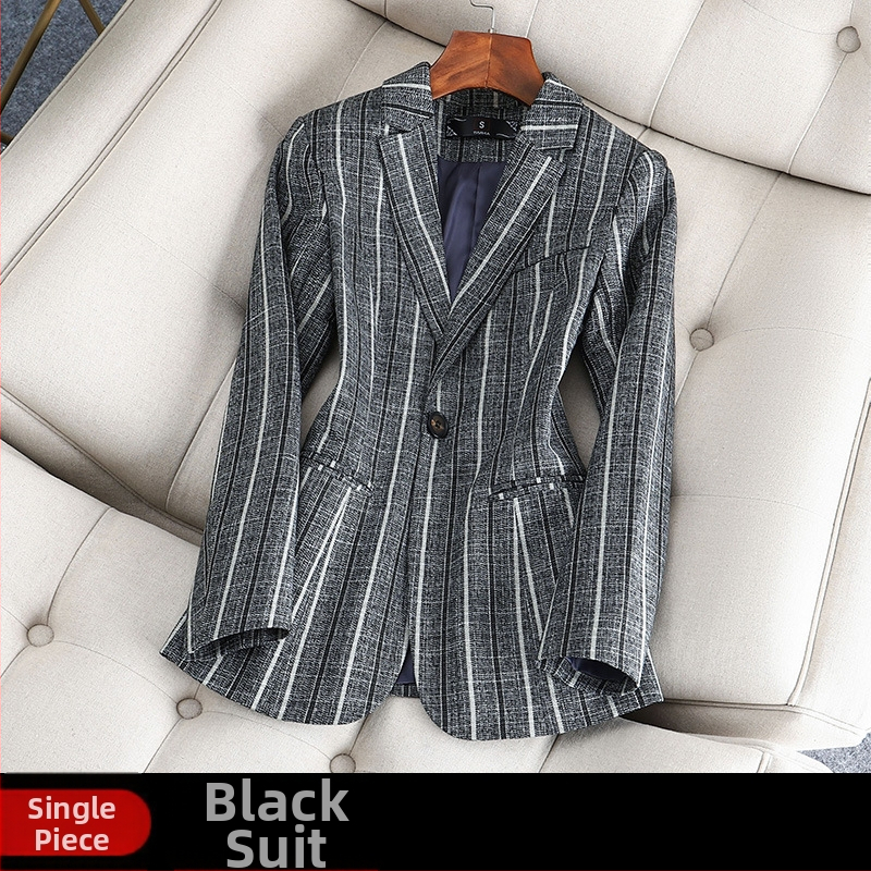 Висококачествено сако с вертикални райета, малък костюм, дамско яке, слим крой, пролет/есен 2025, нов елегантен корейски стил, ежедневен топ