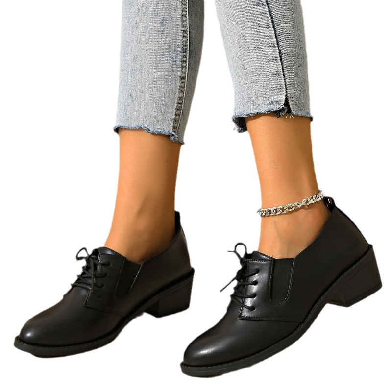 Veľkoobchodné dámske topánky s vysokým podpätkom pre väčšie veľkosti, jar 2025, nové, okrúhle, hrubé, s hrubým podpätkom