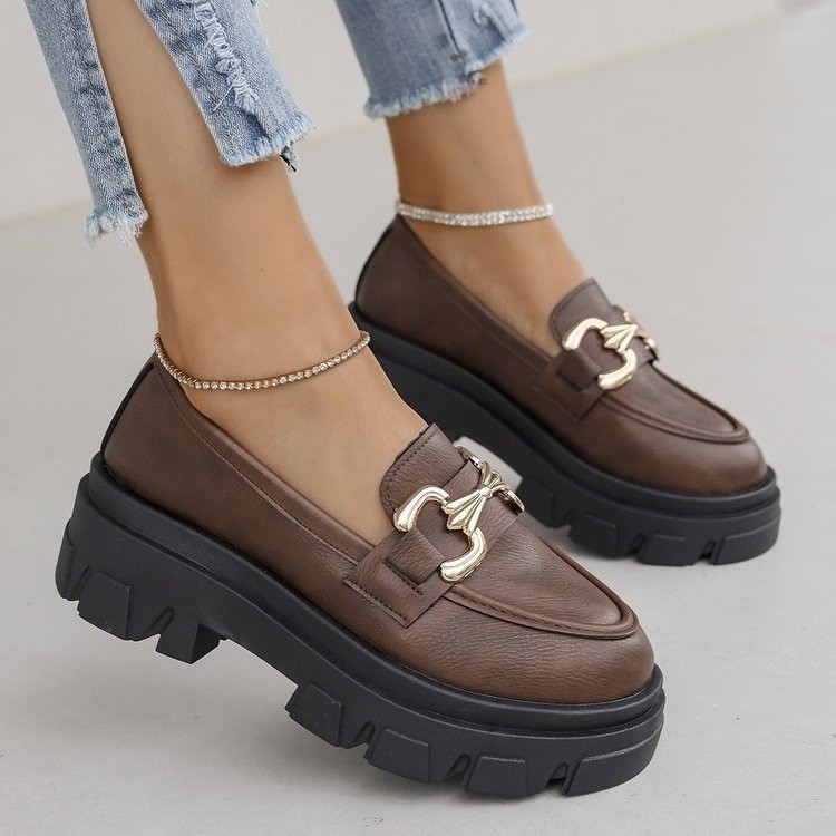 Dámske kožené topánky v britskom štýle s hrubou podrážkou, nové, na vysokom podpätku, s jednou vrstvou, hrubou podrážkou, plus size, univerzálne mokasíny