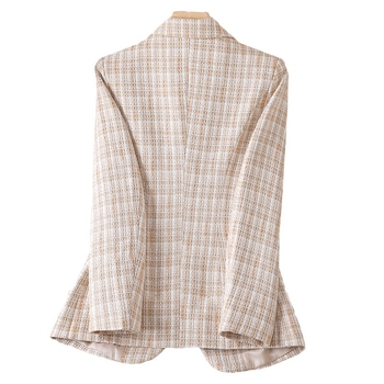 Γυναικείο σακάκι σε στυλ τουίντ, Άνοιξη & Φθινόπωρο 2023, Νέο, Λεπτό, Κοντό, Μοντέρνο, Κομψό, Καρό Κοστούμι