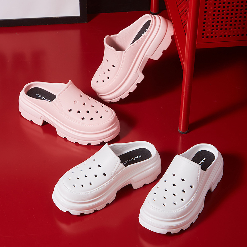 2025 Šuplje sandale, ženske natikače, ljetne sandale s debelim potplatom, sandale s visokom petom u korejskom stilu, mekane sandale za plažu, vrtne cipele, ženske cipele za tatu