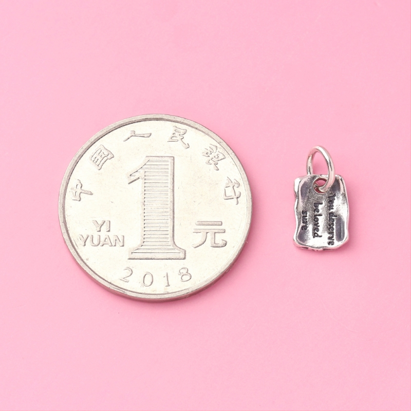 Двойка тайландски сребърен английски неправилен етикет висулка колие гривна висулка s925 сребро квадратни бижута DIY аксесоари