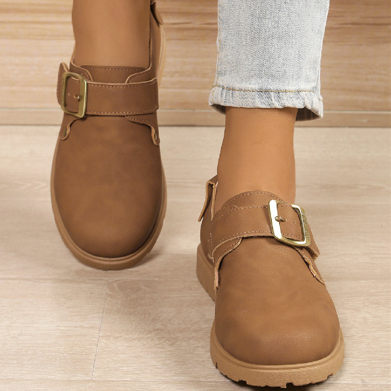 Dámske topánky Birkan s hrubou sponou a retro sponou na opasok, jar 2025, nová móda, ležérne dámske topánky s jedným pedálom, cezhraničný veľkoobchod