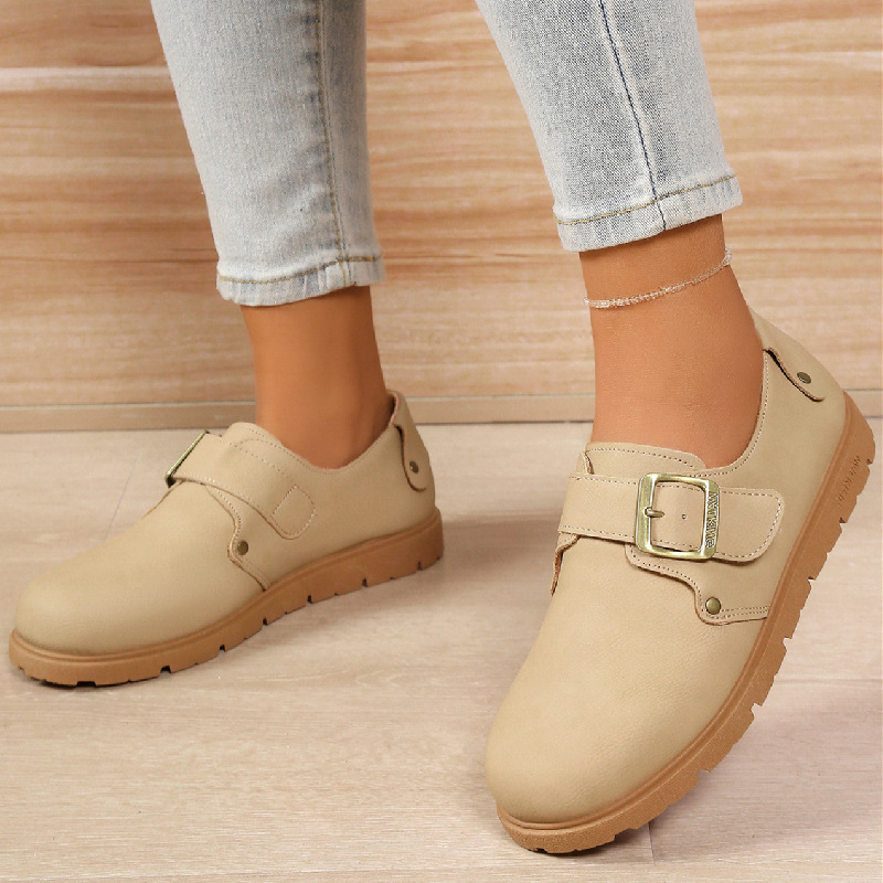 Dámske topánky Birkan s hrubou sponou a retro sponou na opasok, jar 2025, nová móda, ležérne dámske topánky s jedným pedálom, cezhraničný veľkoobchod