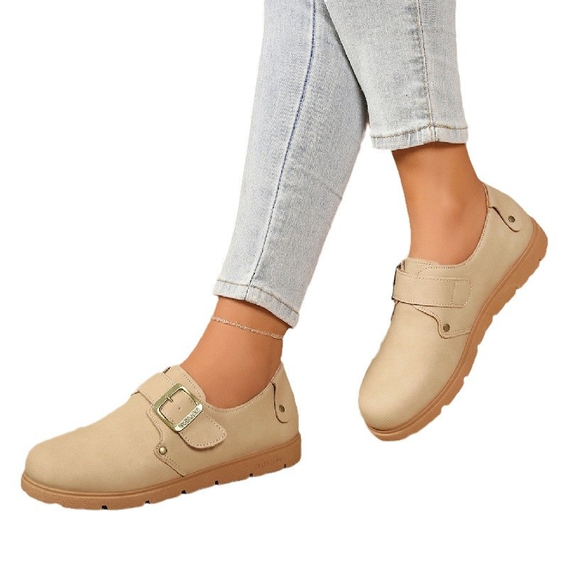 Dámske topánky Birkan s hrubou sponou a retro sponou na opasok, jar 2025, nová móda, ležérne dámske topánky s jedným pedálom, cezhraničný veľkoobchod