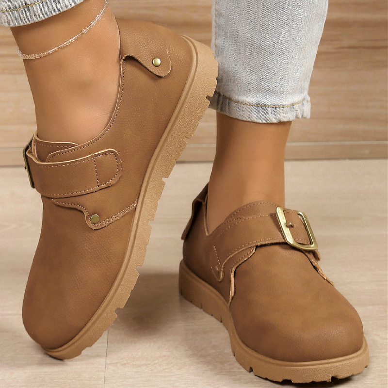 Dámske topánky Birkan s hrubou sponou a retro sponou na opasok, jar 2025, nová móda, ležérne dámske topánky s jedným pedálom, cezhraničný veľkoobchod