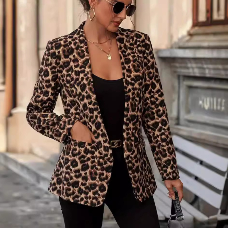 AliExpress Amazon prekogranično 2024. Novi europski i američki modni trend s leopard printom, temperamentno tanko odijelo za putovanje na posao, malo