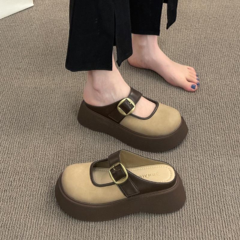 Ženske papuče Baotou s debelim potplatom, nova odjevna kombinacija za proljeće 2025., univerzalne, moderne ženske cipele zapadnjačkog dizajna