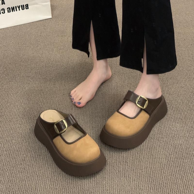Ženske papuče Baotou s debelim potplatom, nova odjevna kombinacija za proljeće 2025., univerzalne, moderne ženske cipele zapadnjačkog dizajna