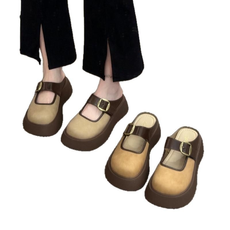 Ženske papuče Baotou s debelim potplatom, nova odjevna kombinacija za proljeće 2025., univerzalne, moderne ženske cipele zapadnjačkog dizajna