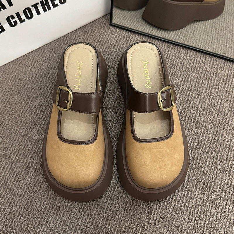 Ženske papuče Baotou s debelim potplatom, nova odjevna kombinacija za proljeće 2025., univerzalne, moderne ženske cipele zapadnjačkog dizajna