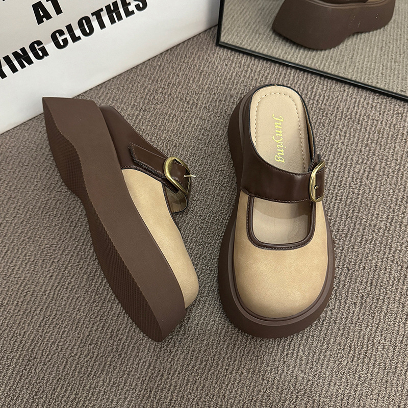 Ženske papuče Baotou s debelim potplatom, nova odjevna kombinacija za proljeće 2025., univerzalne, moderne ženske cipele zapadnjačkog dizajna