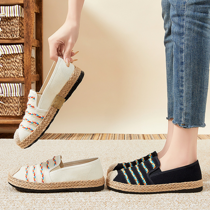 Moteriški laisvalaikio batai pavasariui, nauji, etninio stiliaus, įsispiriami bateliai moteriai, poliuretano lininiai moteriški batai, minkštas padas, nepavargstančios pėdos.