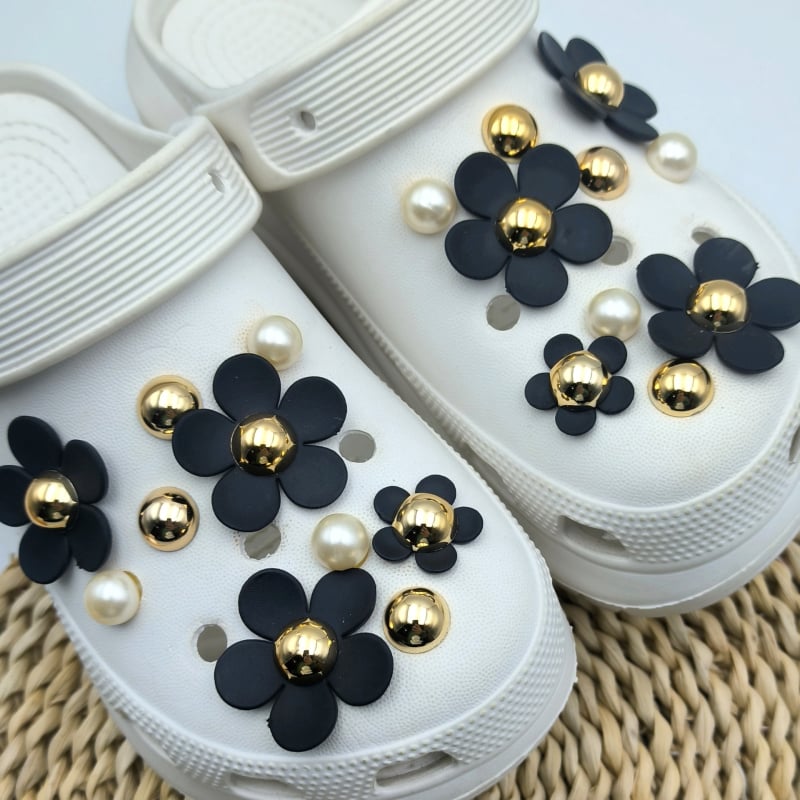 Pārrobežu eksporta Crocs Crocs apavi ar ziediem, jauns stils, mazs aromāts, vēja Crocs apavi, dekoratīvi rotājumi, pērļu apavi, ziedu aksesuāri, apavi