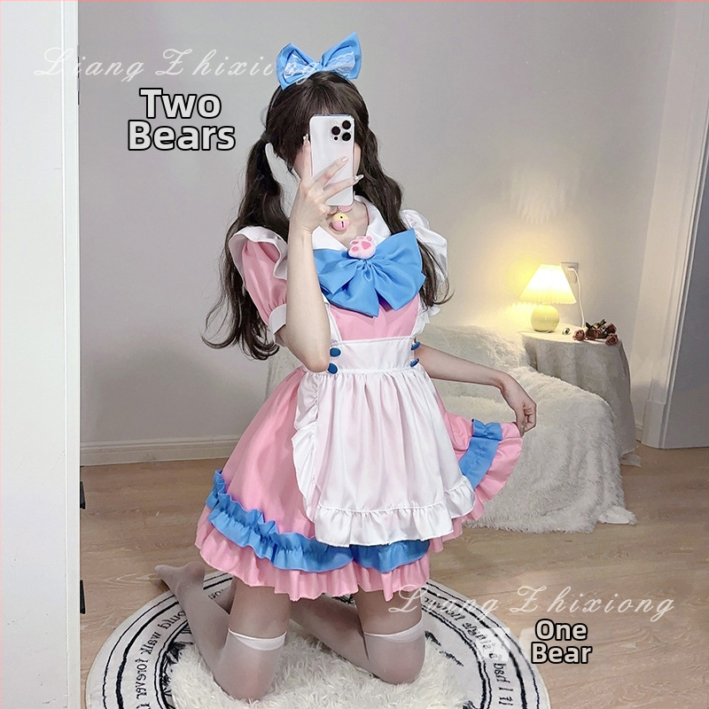 Raktáron szexi szobalány jelmez rózsaszín kék puha aranyos lány szobalány cuki cosplay anime kétdimenziós hercegnő ruha