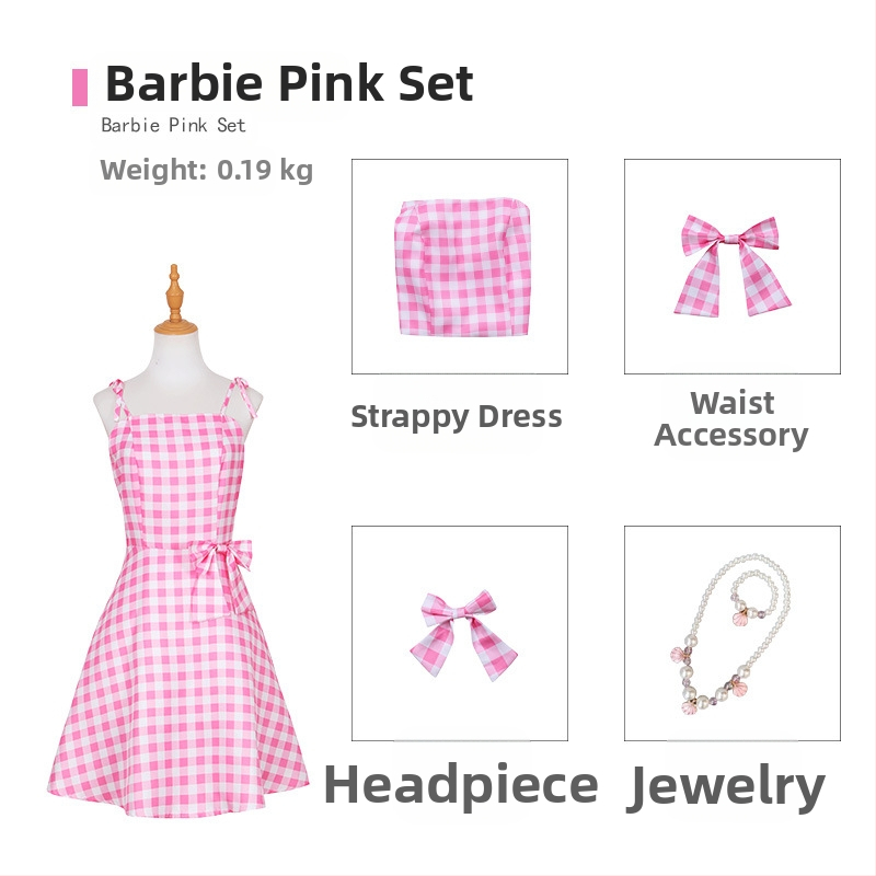 Barbie cos šaty Barbie Horúce filmové ružové šaty Šaty na párty cosplay Halloweenske šaty na javiskové šaty