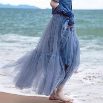 Γυναικεία μακριά φούστα Cross-Border με ραφές, φούστα από mesh tutu, υψηλής ποιότητας φούστα με συρραφές, S-5Xl Πολλαπλών μεγεθών με λάστιχο στη μέση