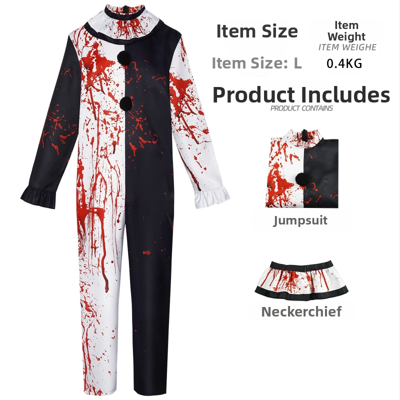 Broken Soul Clowni kostüüm Broken Soul Clowni verine kleit Jumpsuit Halloweeni teisejärguline cosplay kostüüm