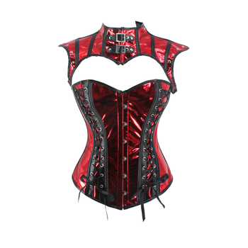 Steampunk gooti korsett erksa nahast pühade COSPLAY kalasabamustriga sall ja KORSETID ülikond