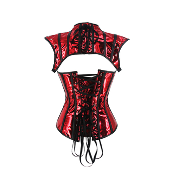 Steampunk gooti korsett erksa nahast pühade COSPLAY kalasabamustriga sall ja KORSETID ülikond