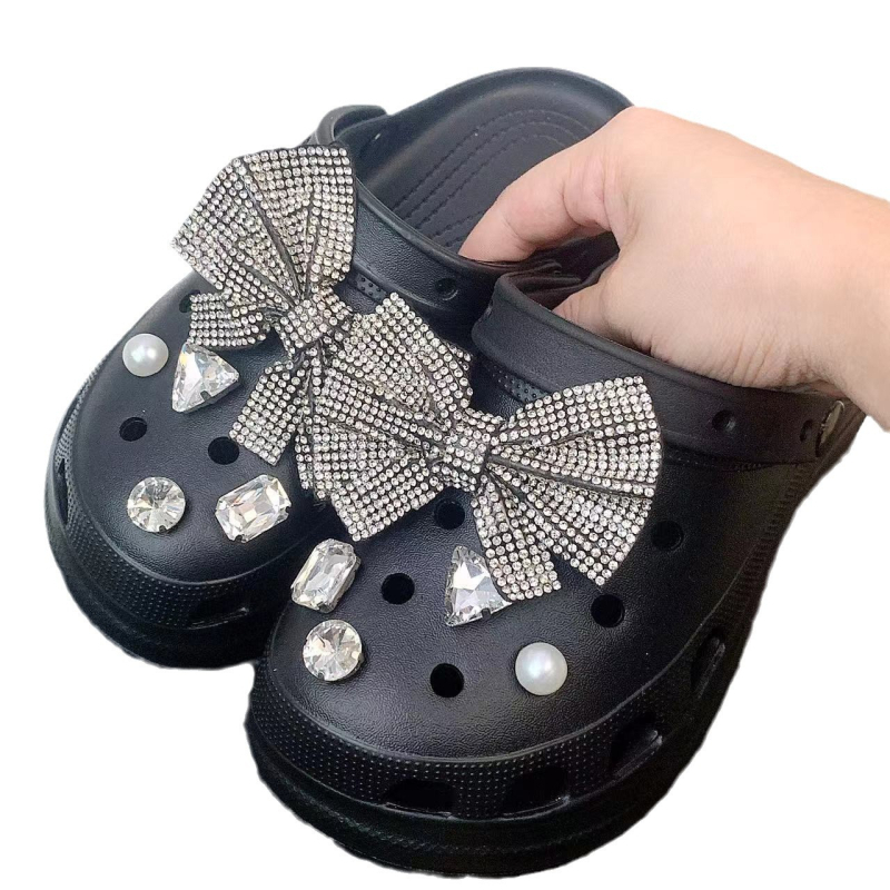 Nauja tarpvalstybinė batų sagtis „pasidaryk pats“ dekoracija juodai baltam kaspinui, deimantinis kostiumas, tinkantis skylutei, batų papuošalų gamintojai, didmeninė prekyba