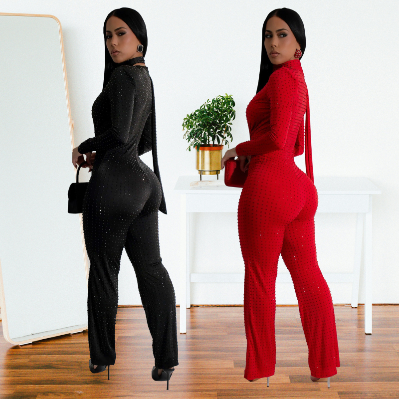 C7213 Cezhraničné AliExpress Amazon Európska a americká móda Dámske sexy V-výstrih s dlhým rukávom a kamienkami, kabelka na rameno, nové