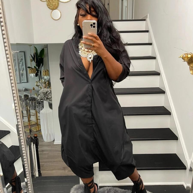 M3030 cezhraničné dámske oblečenie jednofarebné jeseň a zima Nový kardigan voľné nohavice so širokými nohavicami ležérny overal zahraničný obchod európsky a americký