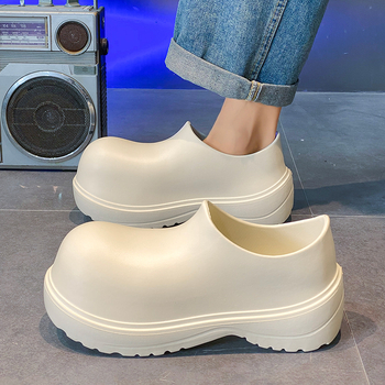 Παπούτσια Derby Niche Δερμάτινα παπούτσια με μεγάλο δάχτυλο, ανδρικά και γυναικεία παπούτσια EVA, για ζευγάρια, για την εποχή των βροχών, με χοντρή σόλα, αντιολισθητικά παπούτσια σεφ Little Red Book