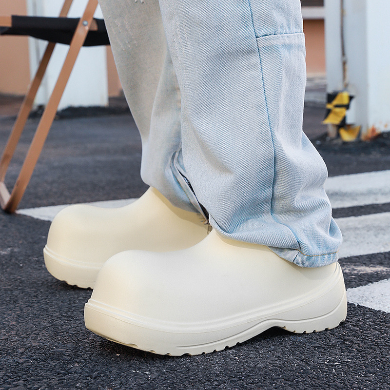 Παπούτσια Derby Niche Δερμάτινα παπούτσια με μεγάλο δάχτυλο, ανδρικά και γυναικεία παπούτσια EVA, για ζευγάρια, για την εποχή των βροχών, με χοντρή σόλα, αντιολισθητικά παπούτσια σεφ Little Red Book