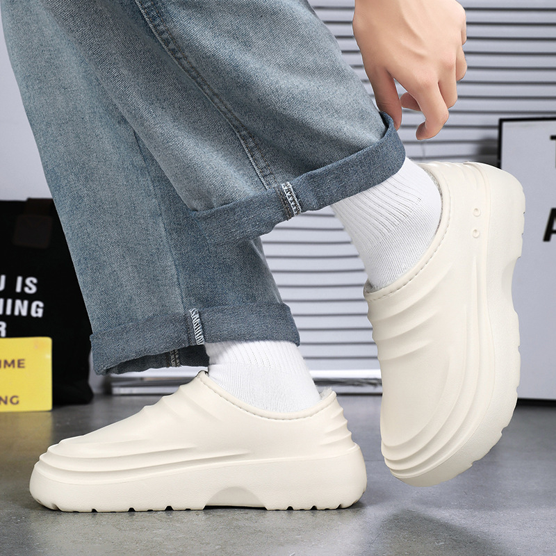 Puuvillased sussid meestele talveks 2024. Uus fliisvoodriga soe paksendatud kodune siseruumides vetthülgav paksu tallaga kott puuvillaste kingadega meestele