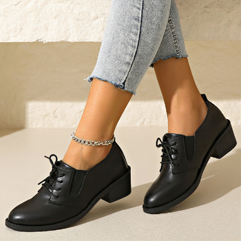 Γυναικεία ψηλοτάκουνα παπούτσια μεγάλων μεγεθών, άνοιξη 2025, νέα παπούτσια για συνεντεύξεις εργασίας, στρογγυλά παπούτσια εργασίας με χοντρό τακούνι