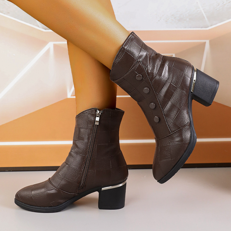 2024 Explosions Mäkké kožené tenké čižmy Krátke čižmy Dámske jesenné a zimné módne čižmy so stredným podpätkom s mäkkým podpätkom pre mamičky, krátke čižmy Martin